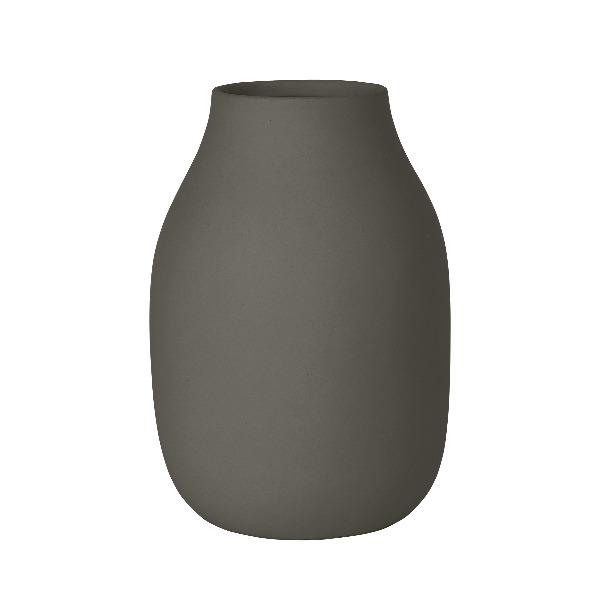 Blomus 66208 8 x 6 in. Colora Porcelain Vase, Steel Grey