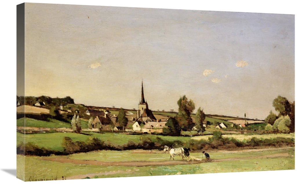 Global Gallery GCS-268057-30-142 30 in. An Extensive Landscape with a Ploughman Art Print - Henri Joseph Harpignies