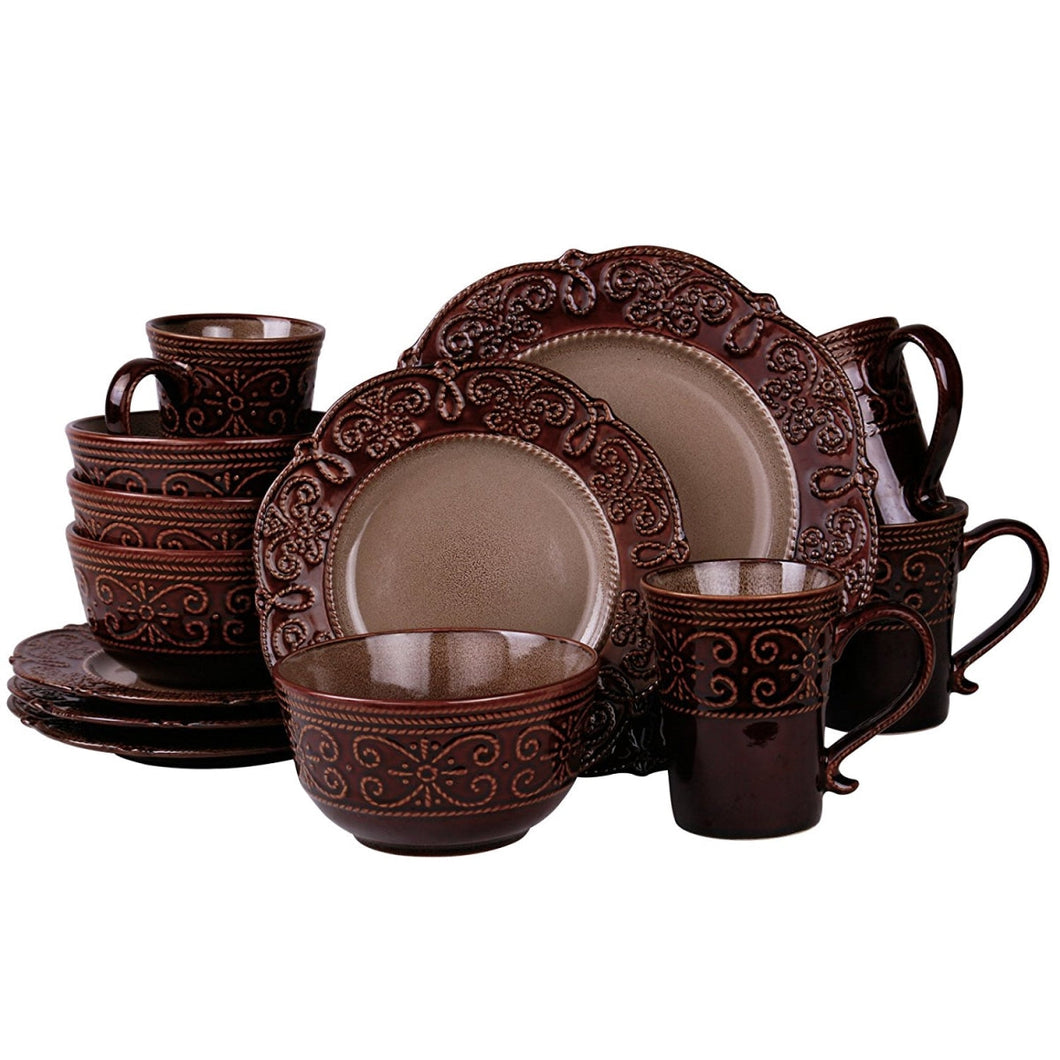 Elama EL-SALIA16 Salia Stoneware Dinnerware Set - 16 Piece