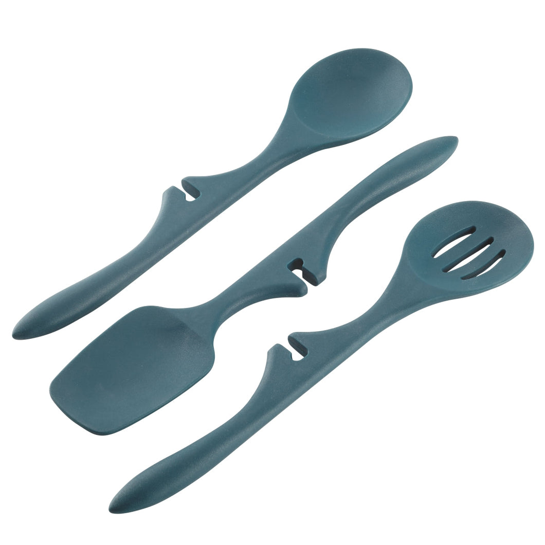 Rachael Ray 47022 Tools & Gadgets Silicone Lazy Tools Set, Marine Blue - 3 Piece