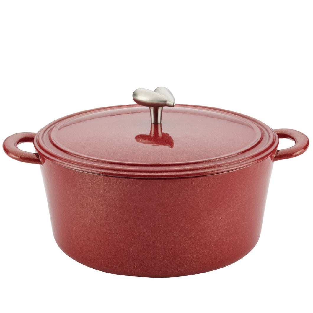 Ayesha Curry 47177 Cast Iron Enamel Covered Dutch Oven, 6 qt. - Sienna Red