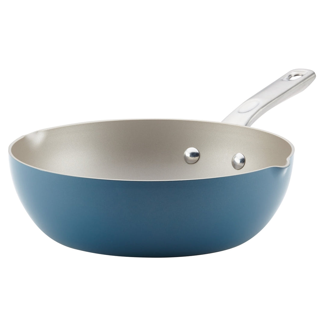 Ayesha Curry 10750 Porcelain Enamel Nonstick Chef Pan with Pour Spouts, 9.75 in. - Twilight Teal