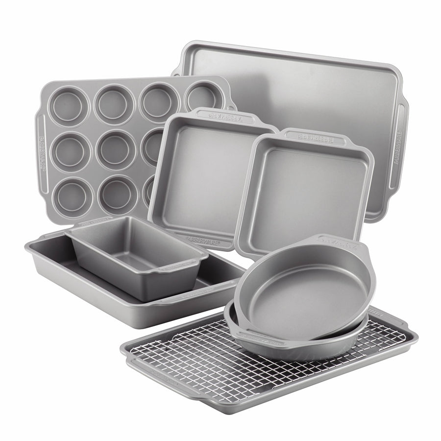 Farberware Bakeware 46650 10 Piece Promotional Bakeware, Grey