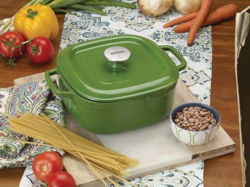 4 qt. Casserole Dish with Lid Enameled Cast Iron, Green