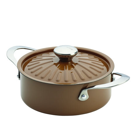 Rachael Ray 16288 Cucina Oven-To-Table Hard Enamel Nonstick 2.5-Quart Covered Round Casserole, Mushroom Brown